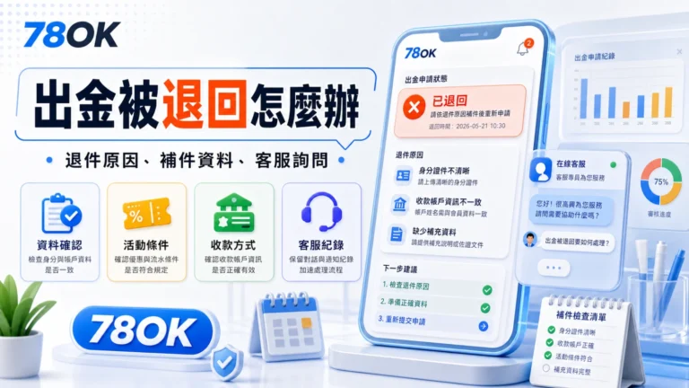 TU出金被退回怎麼辦?退件原因、補件資料與客服詢問範本 6 TU 出金被退回處理流程、退件原因、補件資料與客服詢問多色示意圖